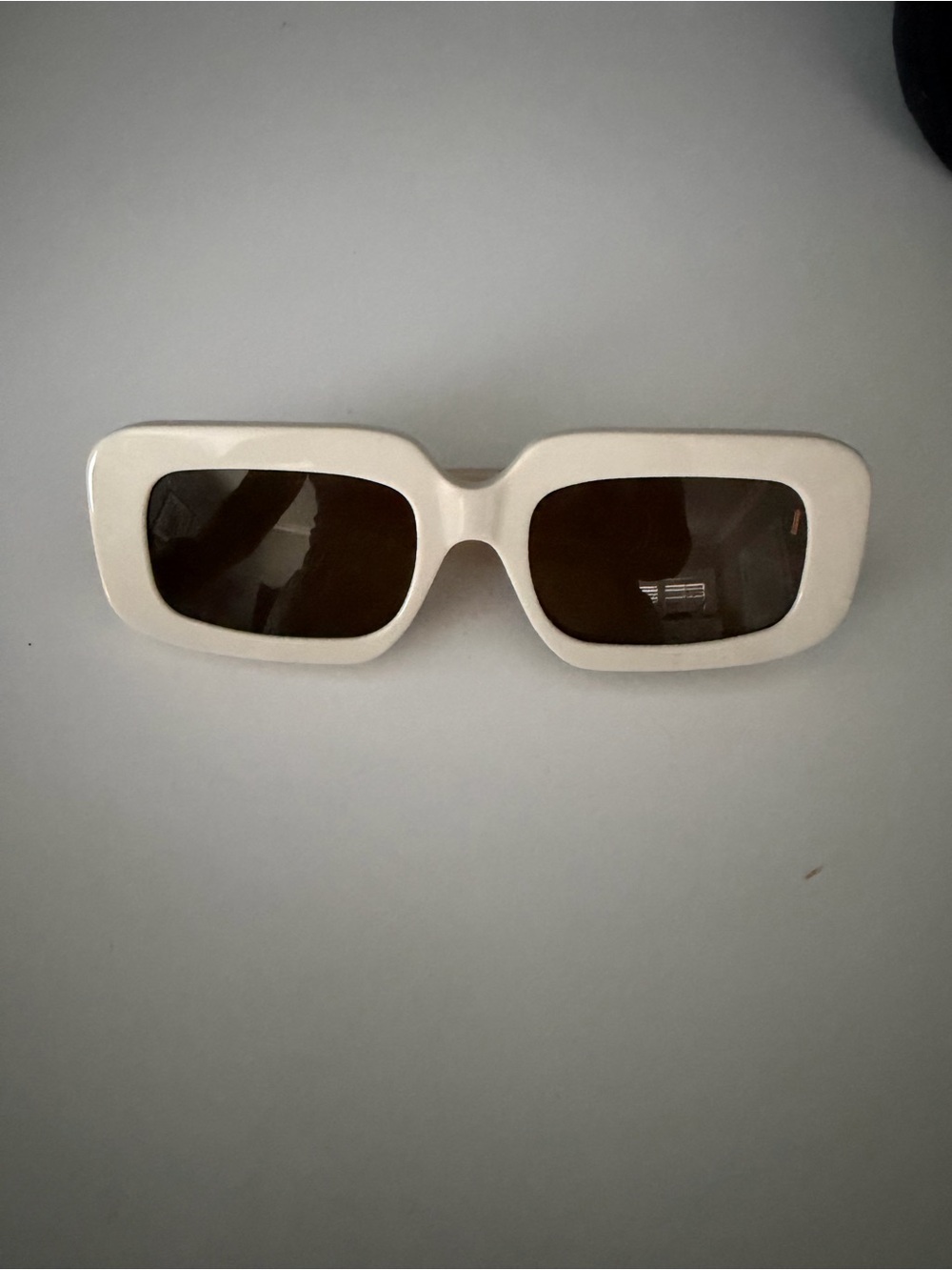 Celine Ivory Rectangular Frame Sunglasses with Dark Lenses